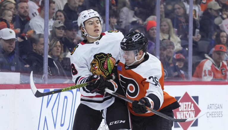 Connor Bedard stymied again as Blackhawks blow lead, lose to Flyers