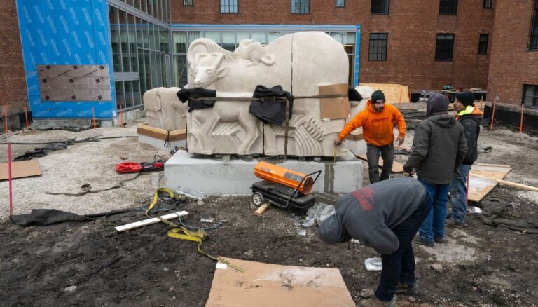 A crack spoils an 85-year-old Edgar Miller sculpture’s homecoming. For now, at least.