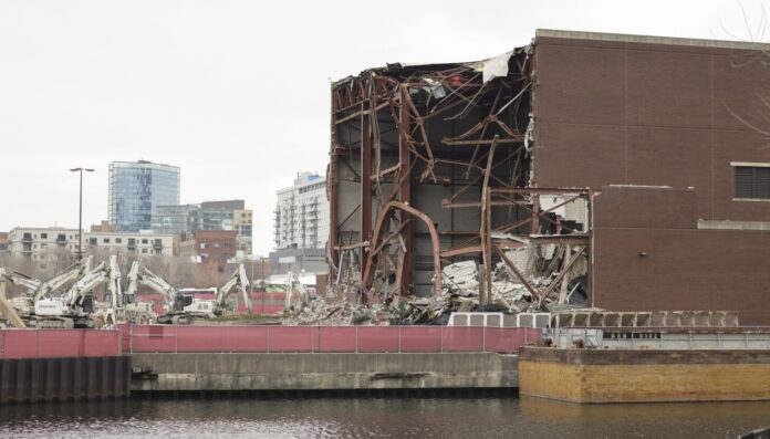 Wall collapses at future Bally’s site sending debris into the Chicago River